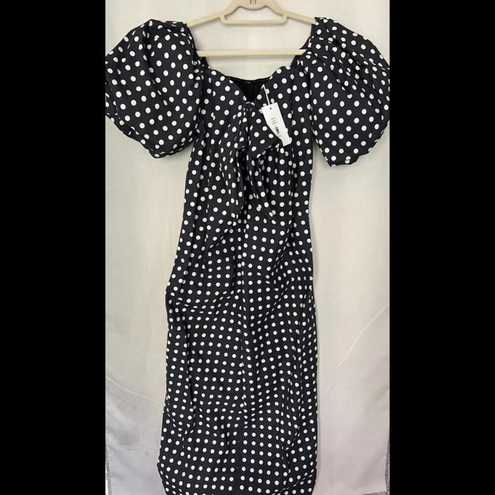 Caroline Constas | Reyna Maxi Dress Black White Dot - Size S